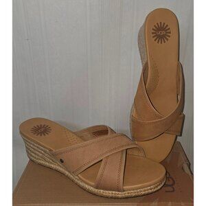 UGG Australia GWYN Chestnut Espadrille Wedge Sandal Women Size US 9.5 NEW,No Box